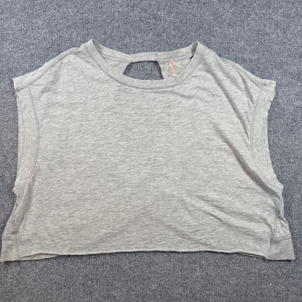 Free People Movement Crop Top Womens XS/S Gray Open Back Crisscross Athleisure